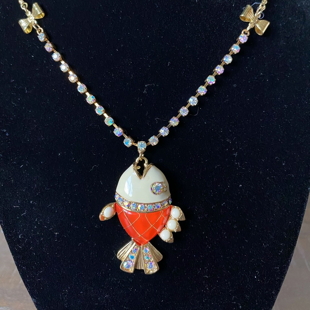 NWT RARE Betsey Johnson Orange Fish Necklace